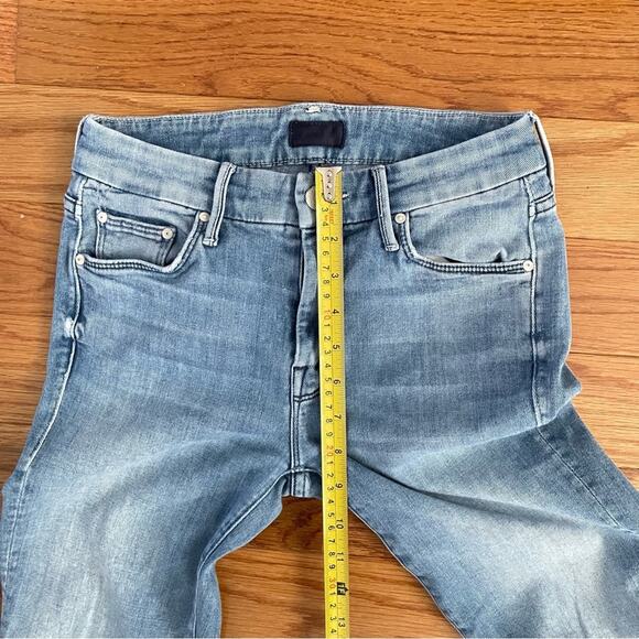 Mother The Looker Ankle Fray Cropped Skinny Jeans Womens 24 When Sparks Fly Blue - Picture 10 of 11